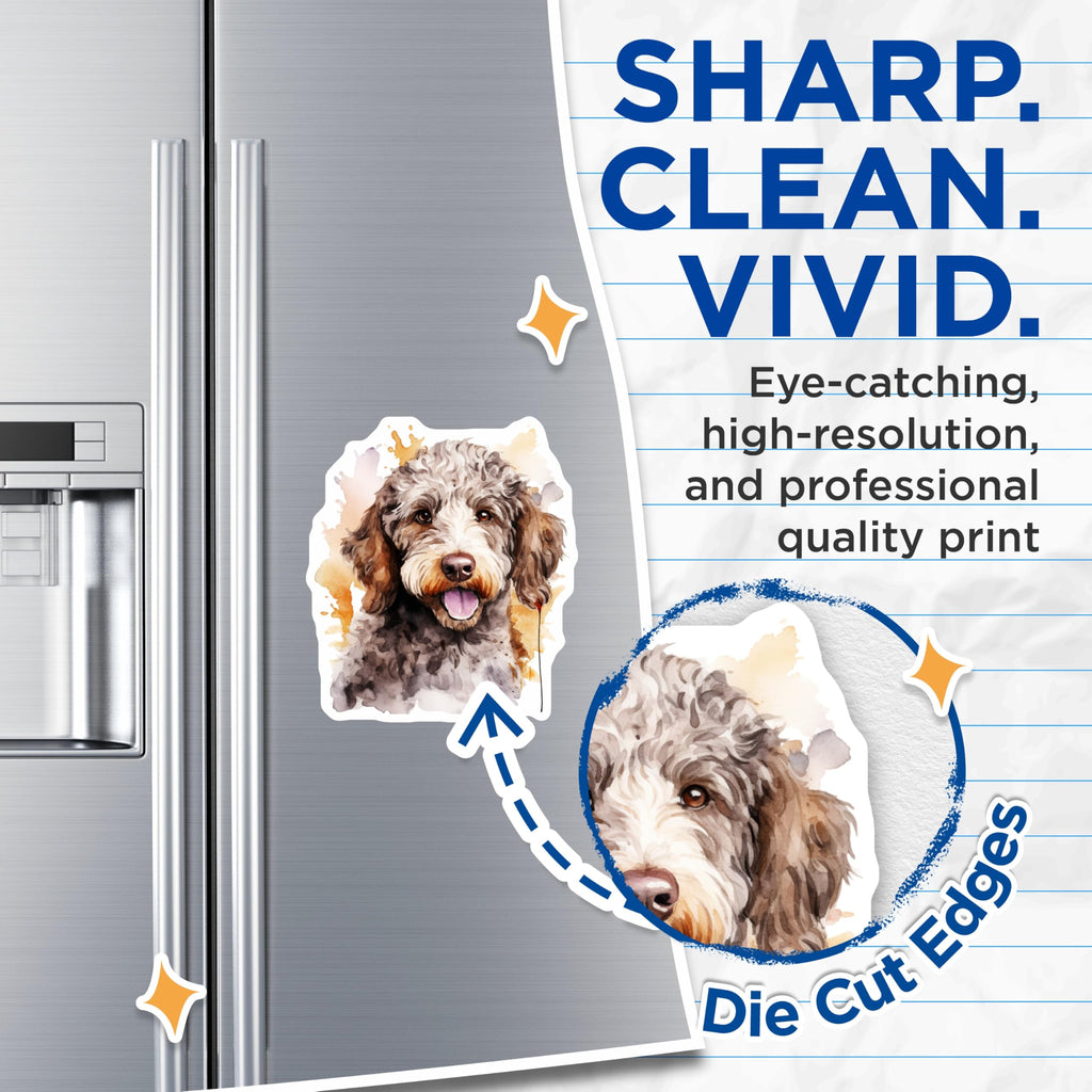 (2 Pack) Goldendoodle Magnets - Watercolor Dog Art - Doodle Dog Mom Decor - Pet Owner Fridge Magnets - 5 Inches On Longest Side - Thick Durable Magnet - Made in USA - MAG29248