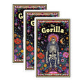 (3 Pack) Gorilla Skeleton Decals - Floral Art Stickers - Laptop Decals - 3 Inches On Longest Side - Easy Peel & Apply - Made in USA - 3MCS2425