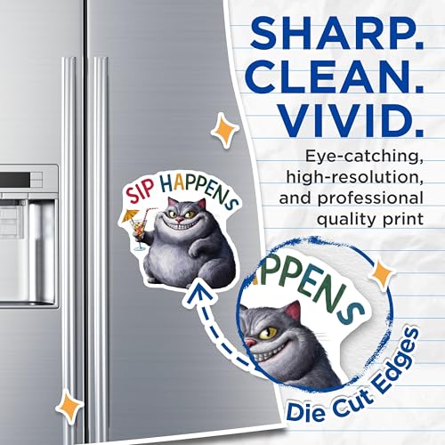 (2 Pack) Funny Cat Magnets Magnets - Sip Happens - Cute Animal Fridge Decor - 5" On Longest Side - Made in USA - Sticks to Refrigerators & Metal Surfaces - MAG9214