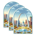 (3 Pack) Gateway Arch Decals - Saint Louis Landmark - Laptop Decals - 3 Inches On Longest Side - Easy Peel & Apply - Made in USA - 3MCS0401