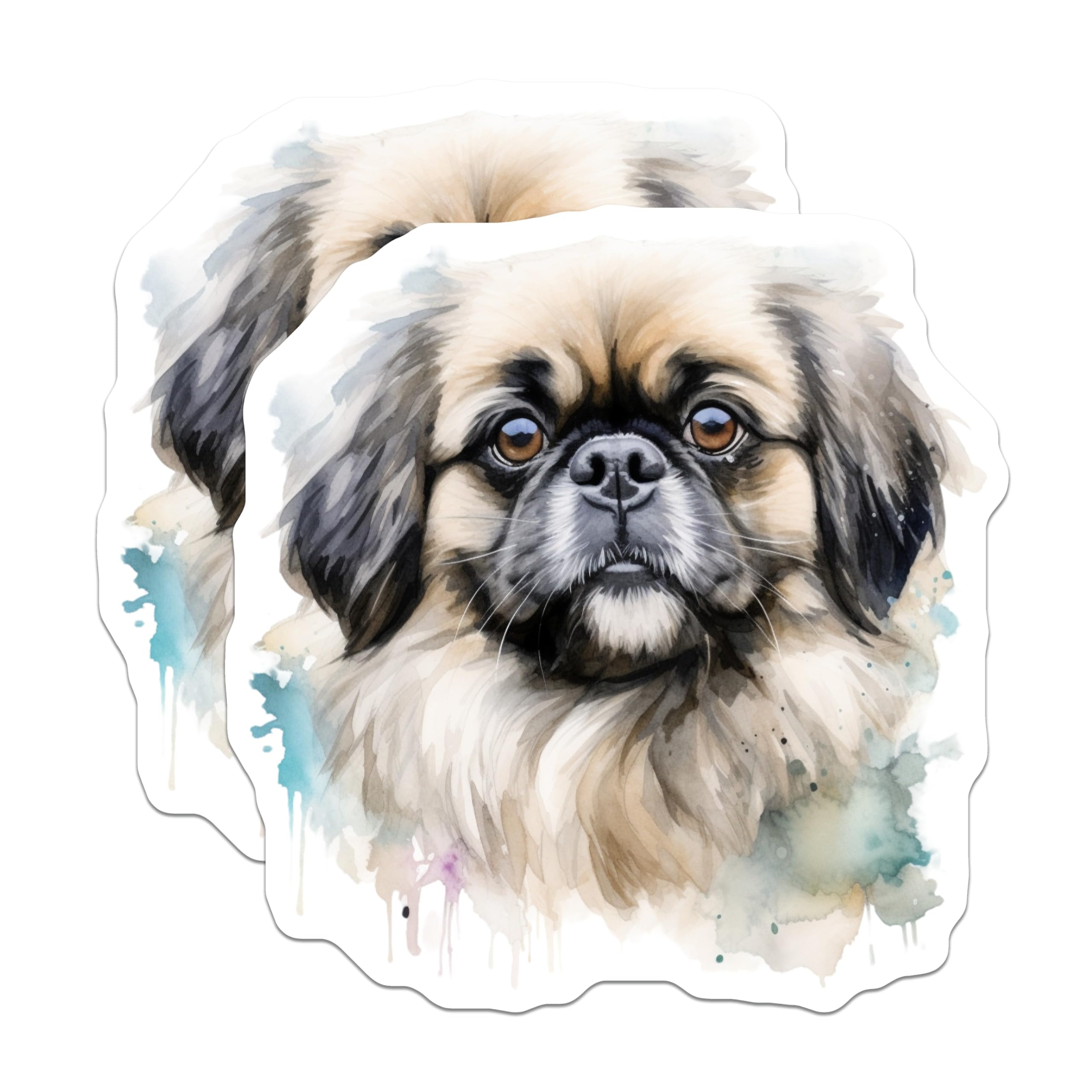 (2 Pack) Pekingese Dog Magnets - Watercolor Pet Art - Dog Lover Decor - Puppy Fridge Magnet - Animal Home Accent - 5 Inches On Longest Side - Thick Durable Magnet - Made in USA - MAG23880