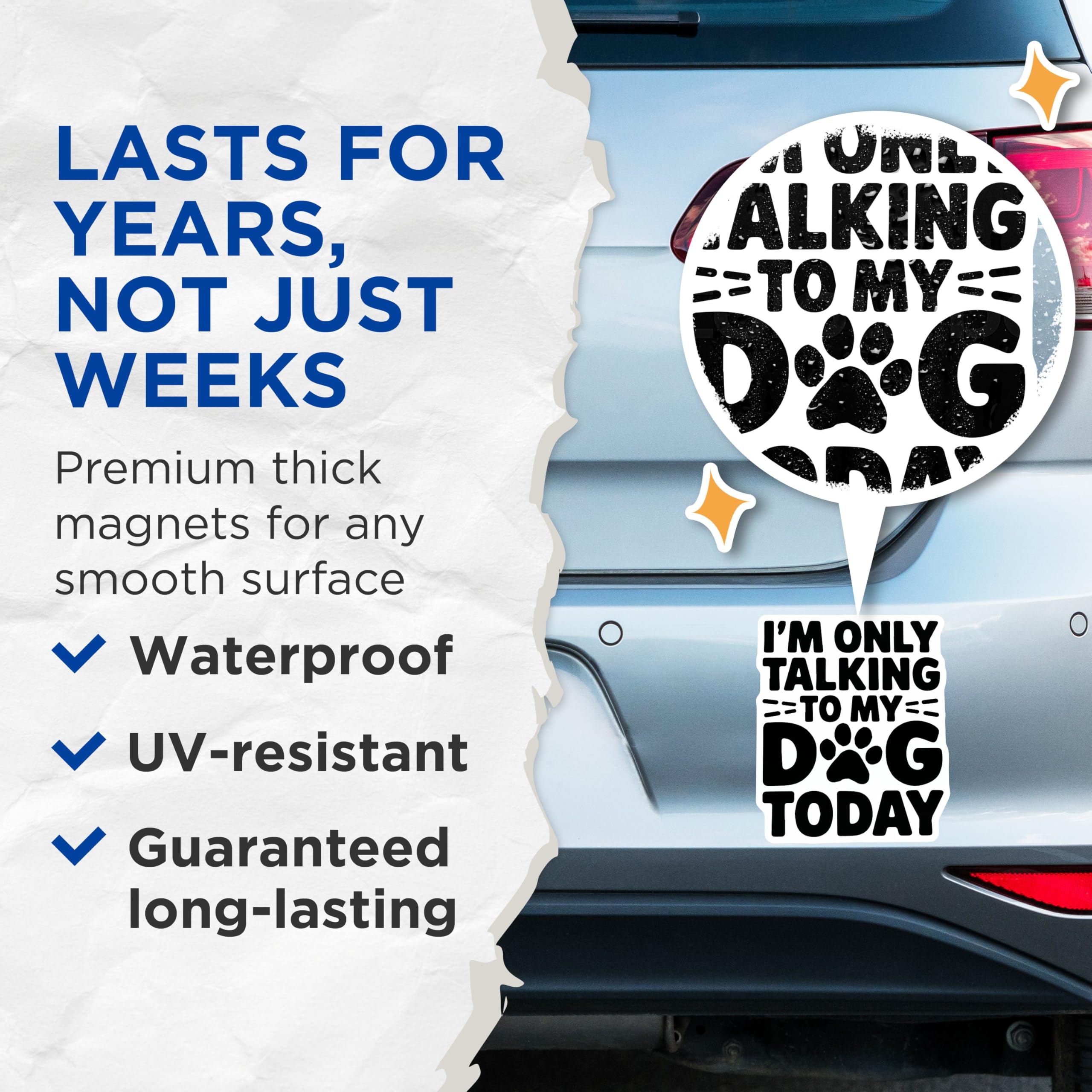 (2 Pack) I'm Only Talking to My Dog Today Magnets - Dog Lover Decor - Funny Pet Quote - Dog Themed Accessories - 5" On Longest Side - for Cars, Fridges, Toolboxes - Made in USA - MAG5642