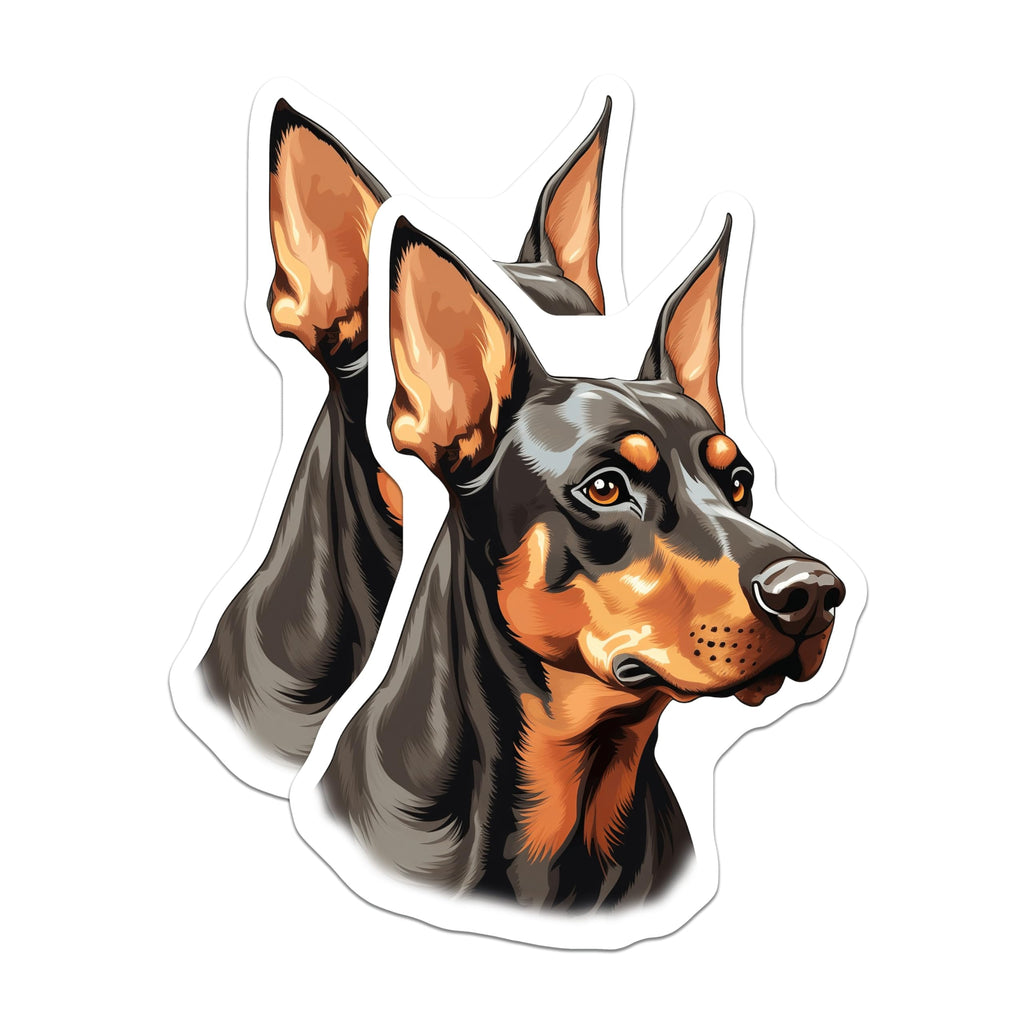 (2 Pack) Doberman Pinscher Dog Art Magnets - Elegant Canine Portrait Decor - Refrigerator Vehicle Accessory Decal - 5 Inches On Longest Side - Thick Durable Magnet - Made in USA - MAG24247