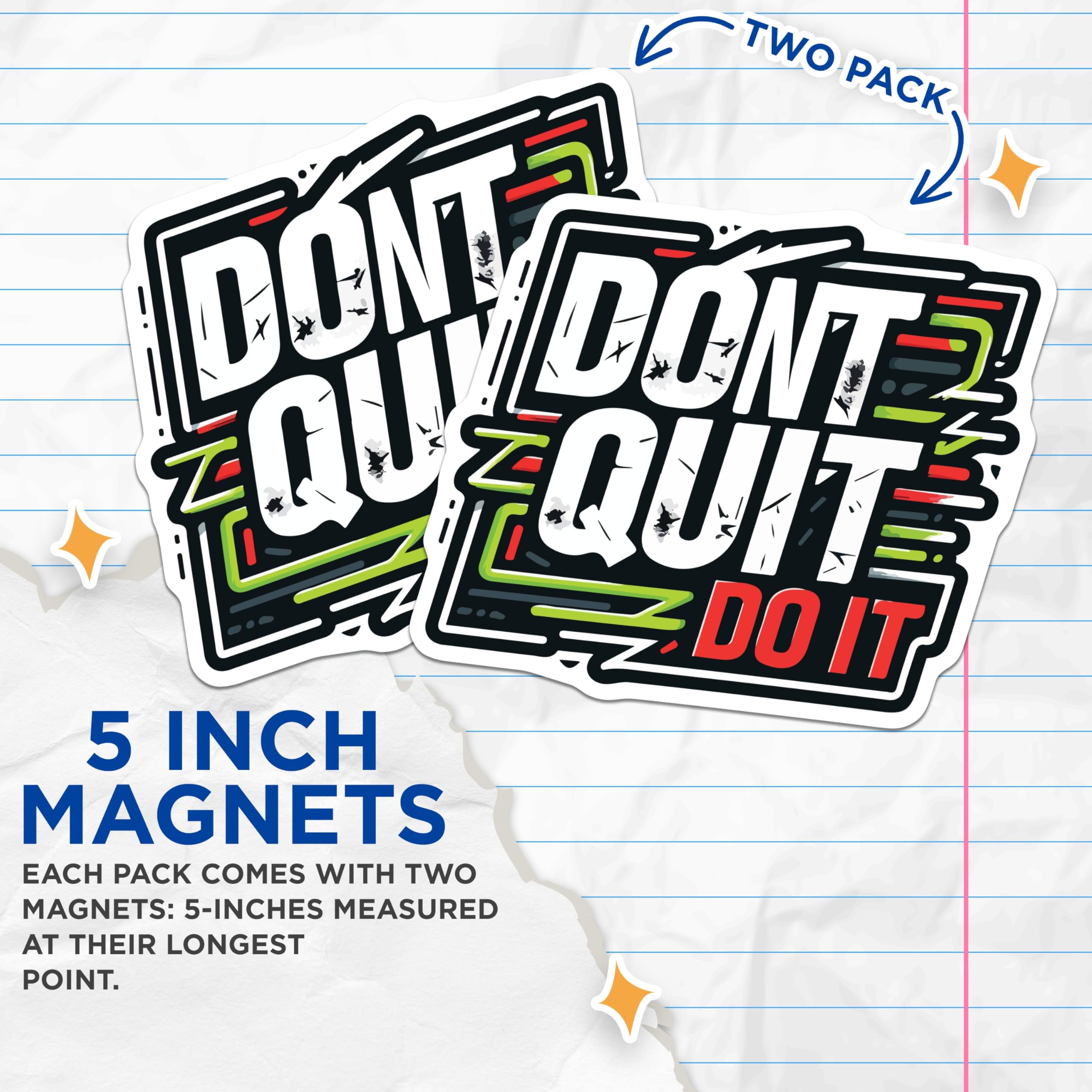 (2 Pack) Motivational Quote Magnets - Dont Quit Do It Magnets - Positive Mindset Refrigerator Locker Decor - 5 Inches On Longest Side - Thick Durable Magnet - Made in USA - MAG20038
