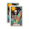 (2 Pack) Skeleton Surfer Stickers - Peace Beach Stickers - Vintage Surf Stickers - 5" On Longest Side - Sticks to Smooth Flat Surfaces - Made in USA - BMCS5248