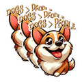 (3 Pack) Dog Lovers Decals - Corgi Sticker - Dogs Over People - Laptop Decal - 3 Inches On Longest Side - Easy Peel & Apply - Made in USA - 3MCS1271