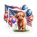 (2 Pack) Cute Cow Stickers - American Flag - Patriotic Balloons - 5" On Longest Side - Sticks to Smooth Flat Surfaces - Made in USA - BMCS6376