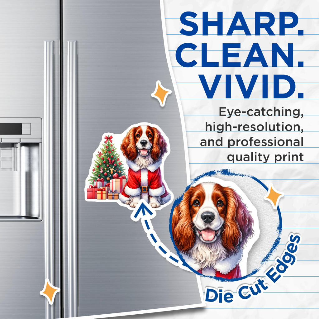 (2 Pack) Christmas Santa Dog Magnets - Pet Lover Decor - Holiday Animal Art - 5 Inches On Longest Side - Thick Durable Magnet - Made in USA - MAG30328