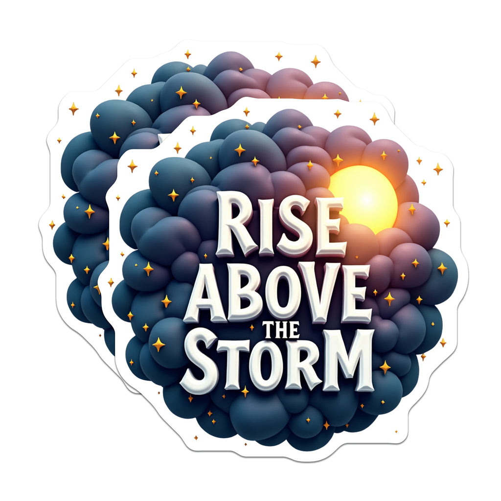 (2 Pack) Rise Above The Storm Magnets - Inspirational Saying - Positive Message - Uplifting Refrigerator Decor - 5 Inches On Longest Side - Thick Durable Magnet - Made in USA - MAG38038