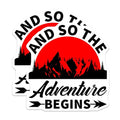 (2 Pack) Adventure Begins Stickers - Mountain Theme - Travel Quote - 5" On Longest Side - Sticks to Smooth Flat Surfaces - Made in USA - BMCS8513
