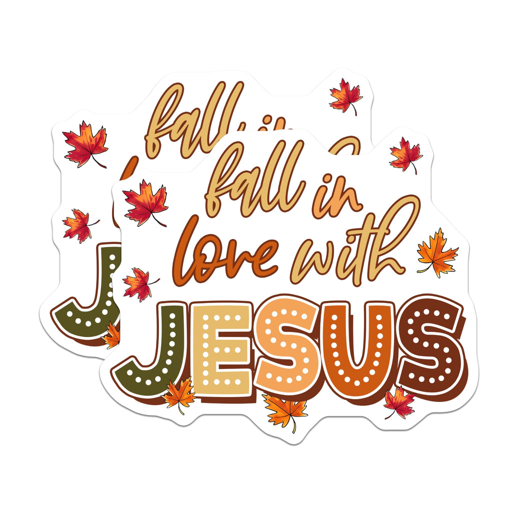 (2 Pack) Fall in Love with Jesus Magnets - Christian Refrigerator Decor - Faith Inspired Autumn Decorations - 5 Inches On Longest Side - Thick Durable Magnet - Made in USA - MAG25428