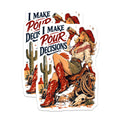 (2 Pack) I Make Pour Decisions Magnets - Funny Cowgirl Art - Retro Western Pin Up Style - Bar Decor Humor - Country Life Accent - 5" - Thick Durable Magnet - Made in USA - MAG39353