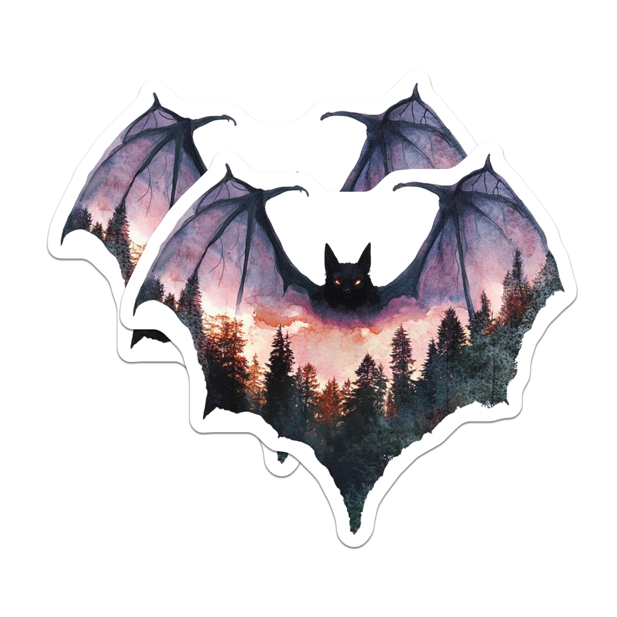 (2 Pack) Bat Forest Magnets - Spooky Tree Scene - Halloween Refrigerator Decor - 5" On Longest Side - Premium Magnet - for Cars, Refrigerators, Toolboxes, Lockers - Made in USA - MAG14735