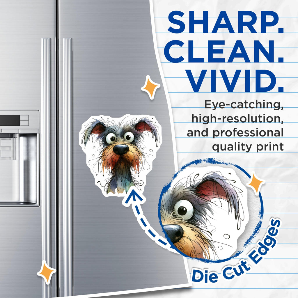 (2 Pack) Funny Watercolor Dog Magnets - Shaggy Pet Art Decor - Goofy Animal Lover Present - 5 Inches On Longest Side - Thick Durable Magnet - Made in USA - MAG27004