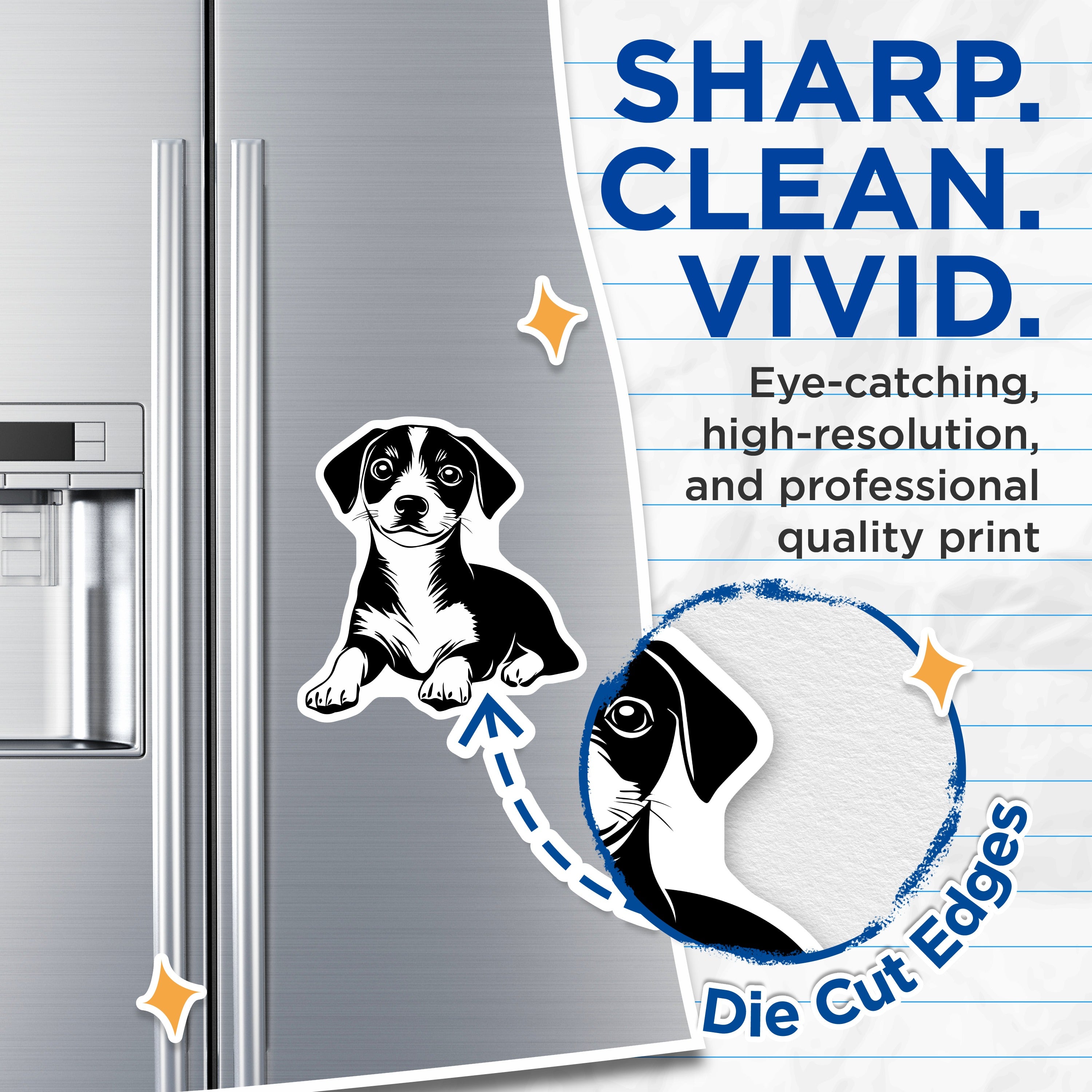 (2 Pack) Cute Puppy Dog Magnets - Pet Lover Refrigerator Decor - Adorable Animal Magnet Art - 5 Inches On Longest Side - Thick Durable Magnet - Made in USA - MAG36279