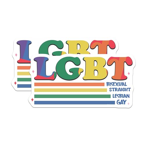 (2 Pack) LGBT Magnets - Bisexual Pride Decor - Lesbian and Gay Magnet Set - 5" On Longest Side - for Cars, Fridges, Toolboxes - Made in USA - MAG6588