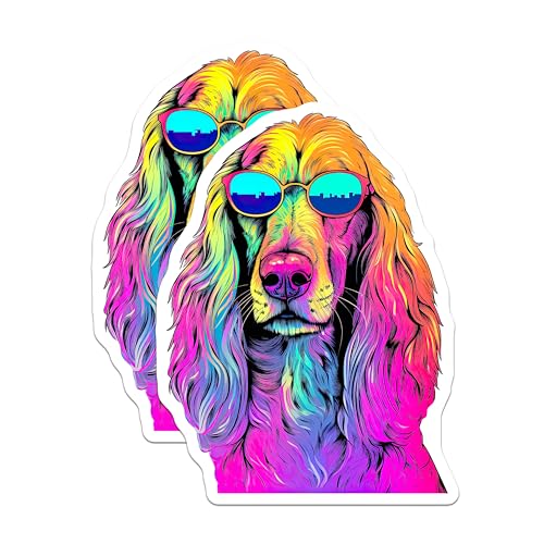 (2 Pack) Cool Dog Magnets - Colorful Dog Magnets - Funky Animal Art Magnets - Canine Sunglasses Magnets - 5" On Longest Side - for Cars, Fridges, Toolboxes - Made in USA - MAG7237