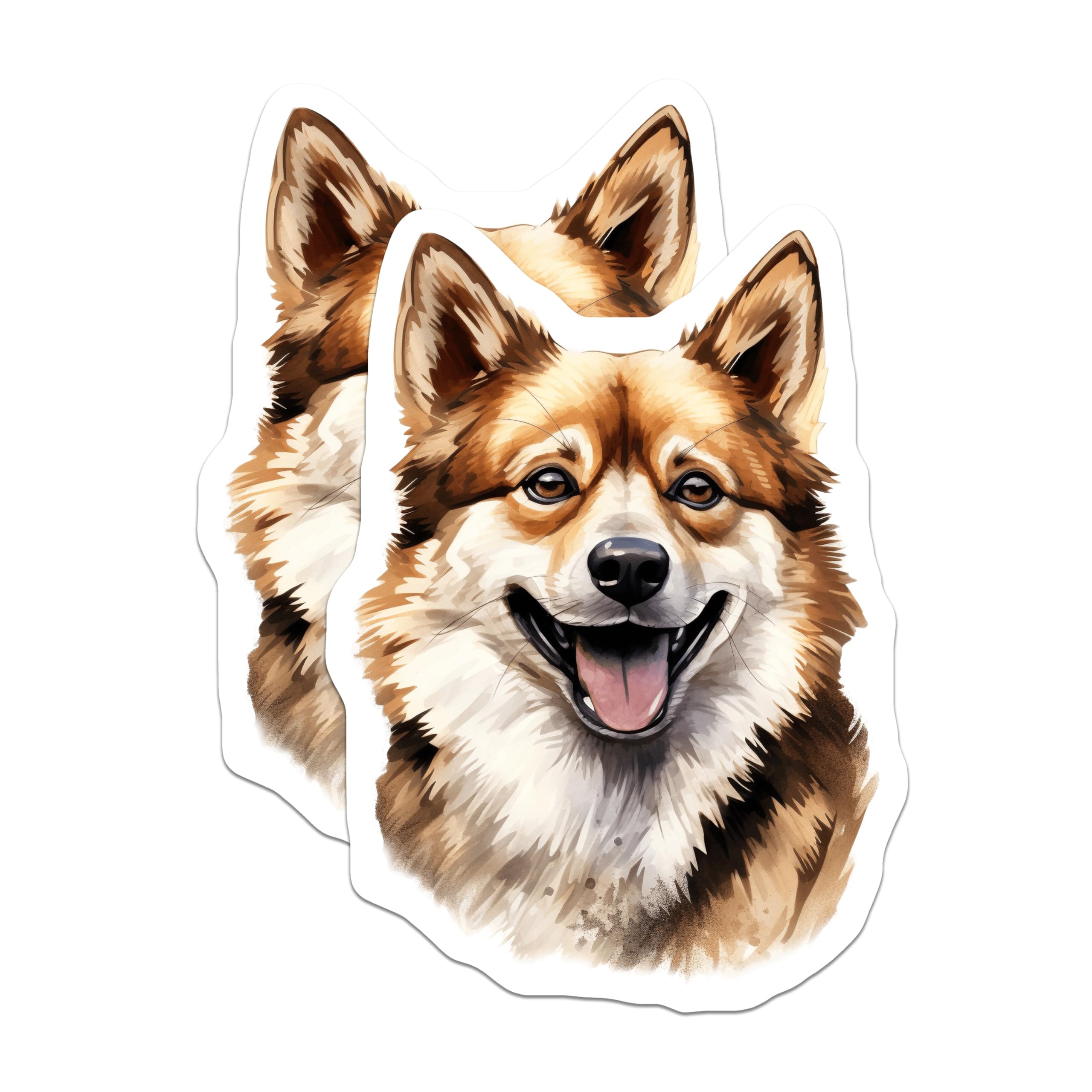 (2 Pack) Happy Dog Magnets - Smiling Shiba Inu Art - Pet Lover Refrigerator Decor - 5 Inches On Longest Side - Thick Durable Magnet - Made in USA - MAG27258