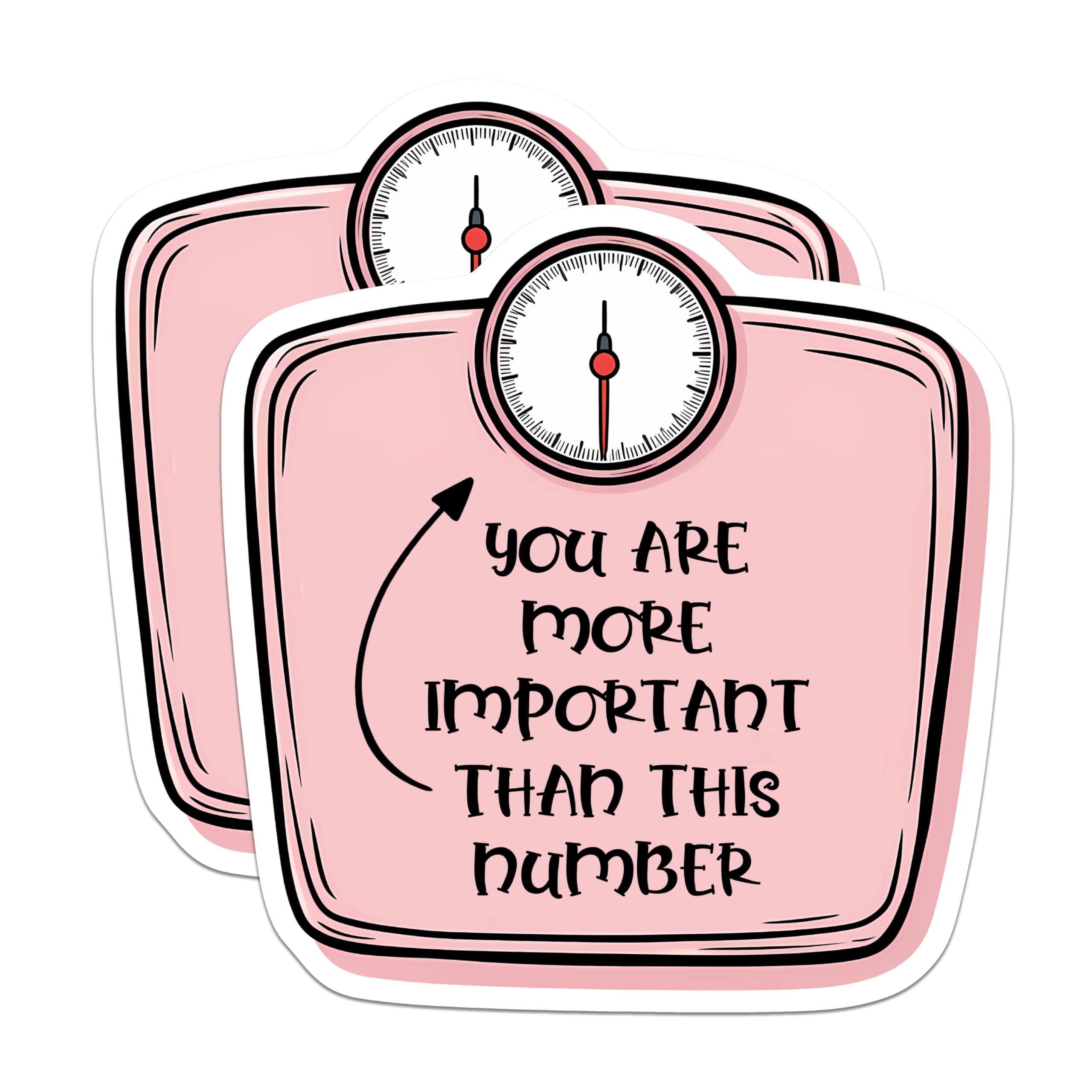 (2 Pack) Body Positivity Stickers - Scale Message Stickers - Mental Health Awareness Stickers - 5" On Longest Side - Sticks to Smooth Flat Surfaces - Made in USA - BMCS15692