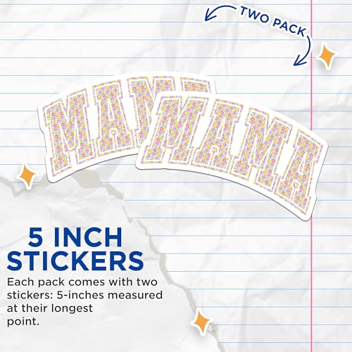 (2 Pack) Mama Stickers - Floral Mama Decal - 5" On Longest Side - Sticks to Smooth Flat Surfaces - Made in USA - BMCS8961 - BMCS8961