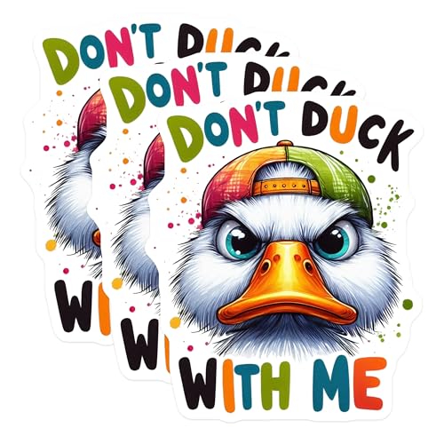 (3 Pack) Funny Duck Decals - Don't Duck with Me - Laptop Decals- 3 Inches On Longest Side - Easy Peel & Apply - Made in USA - 3MCS5113