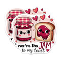 (2 Pack) Cute Food Puns Stickers - Adorable Jam and Toast Stickers - Funny Food Lover Stickers - 5" On Longest Side - Sticks to Smooth Flat Surfaces - Made in USA - BMCS5115