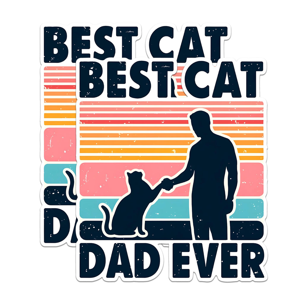 (2 Pack) Best Cat Dad Ever Magnets - Funny Cat Dad Magnets - Cat Lover Decor for Dad - Father's Day Cat Magnets- 5" On Longest Side - for Fridges, Toolboxes, Cars - Made in USA - MAG2701