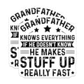 (2 Pack) Grandfather Knows Everything Stickers - Funny Grandpa Quote - Father's Day Humor Sticker - 5" On Longest Side - Sticks to Smooth Flat Surfaces - Made in USA - BMCS6098