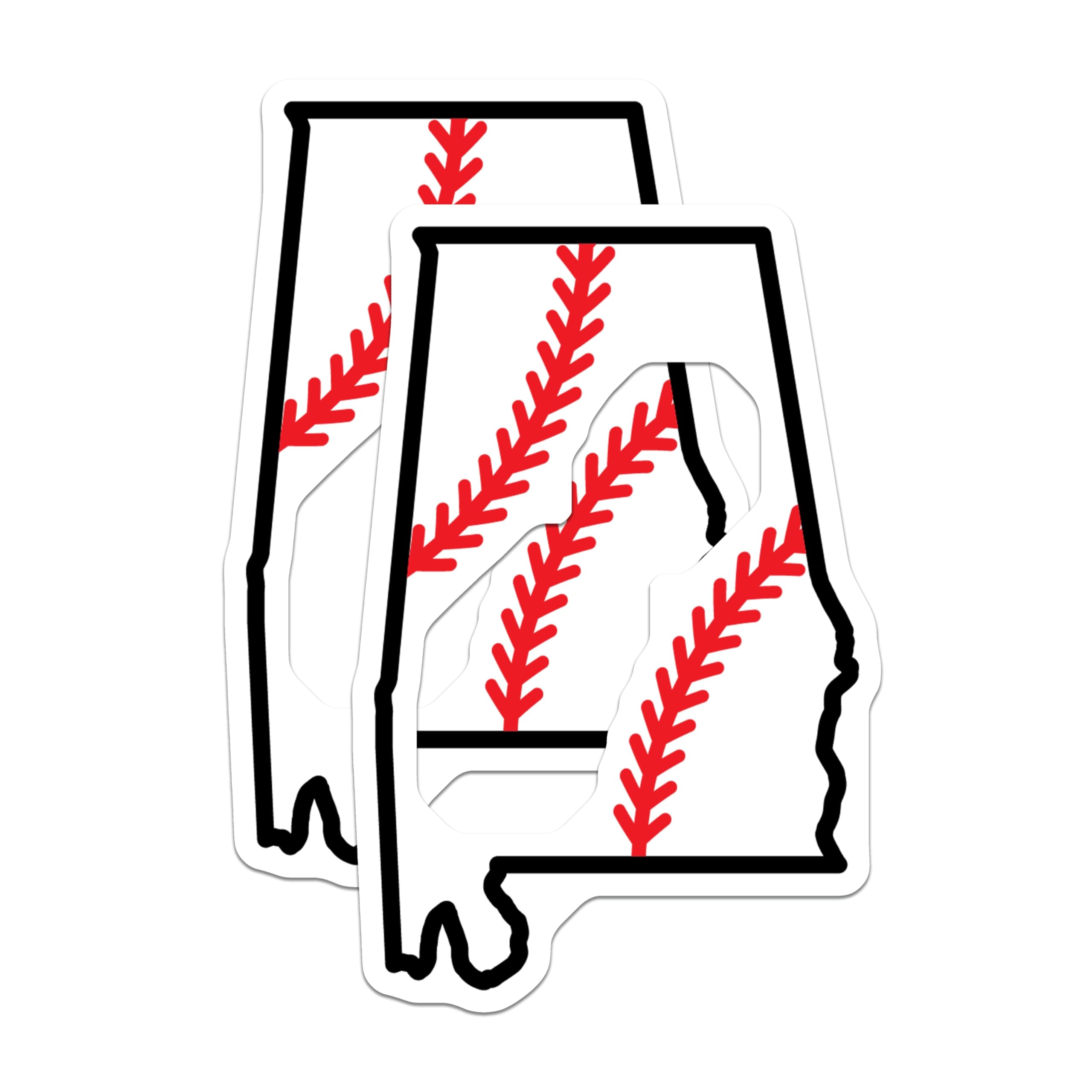 (2 Pack) Alabama Baseball Magnets - State Outline Sports Decor - Southern Home Fan Collection - Collegiate Game Day Accessory - 5 Inches On Longest Side - Thick Durable Magnet - Made in USA - MAG19462