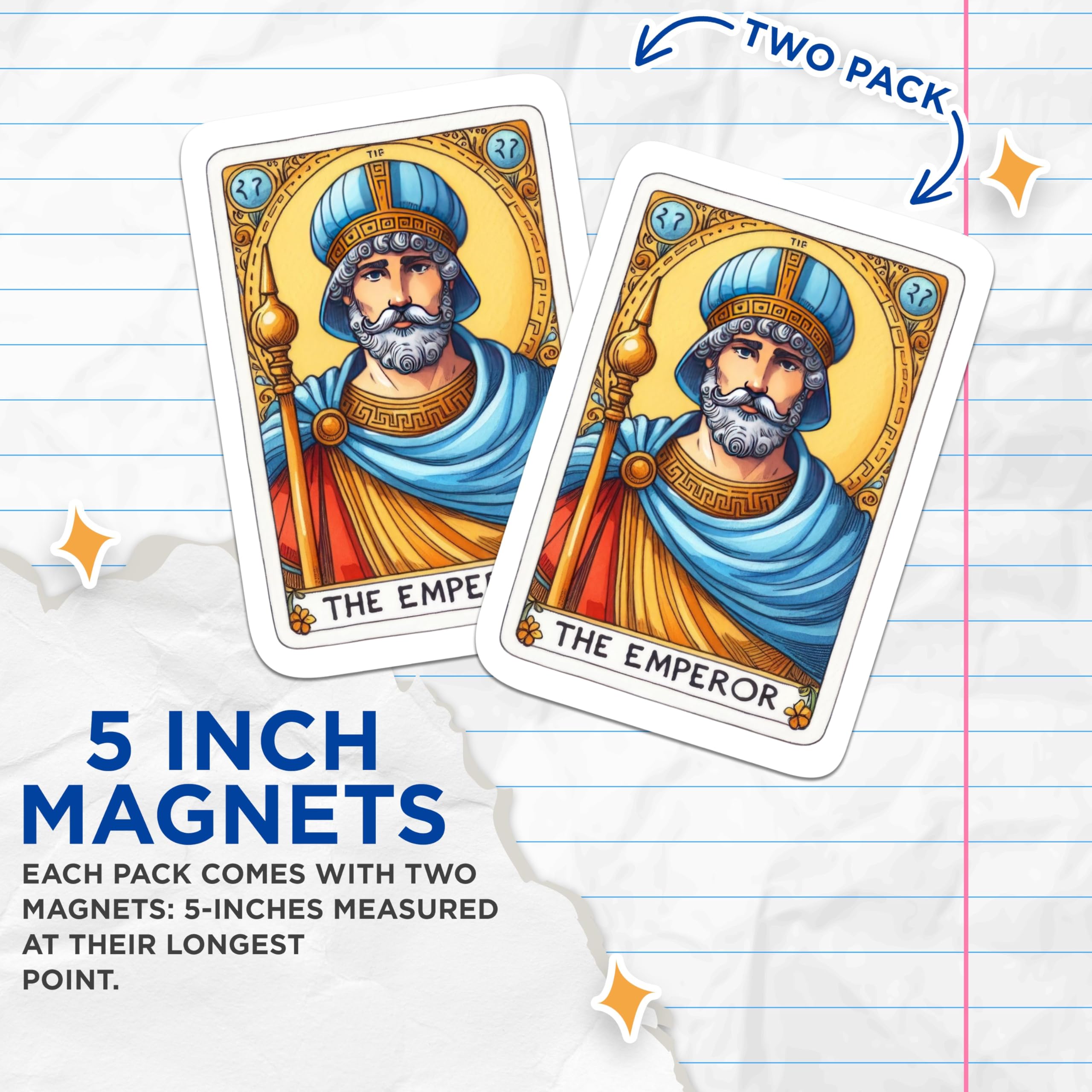 (2 Packs) The Emperor Tarot Card Magnets - Spiritual Mystical Metaphysical Magnets - 5 Inches On Longest Side - Premium Magnet - for Fridges, Toolboxes, Cars - Made in USA - MAG2258
