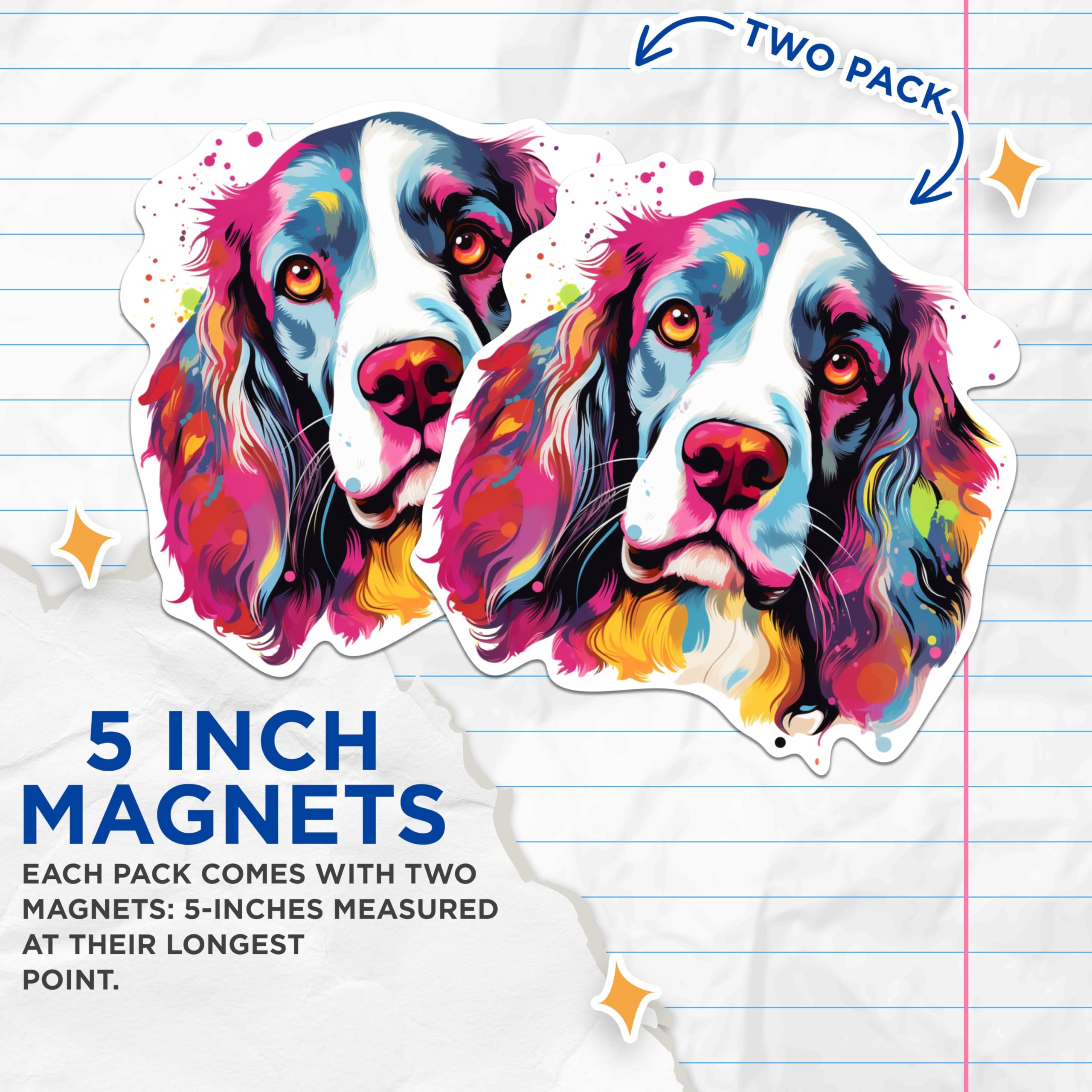 (2 Pack) English Springer Spaniel Dog Breed Magnets - 5 Inches On Longest Side - Choose from Over 100 Dog Breeds - for Cars, Refrigerators, Toolboxes - Made in USA - MAG1853