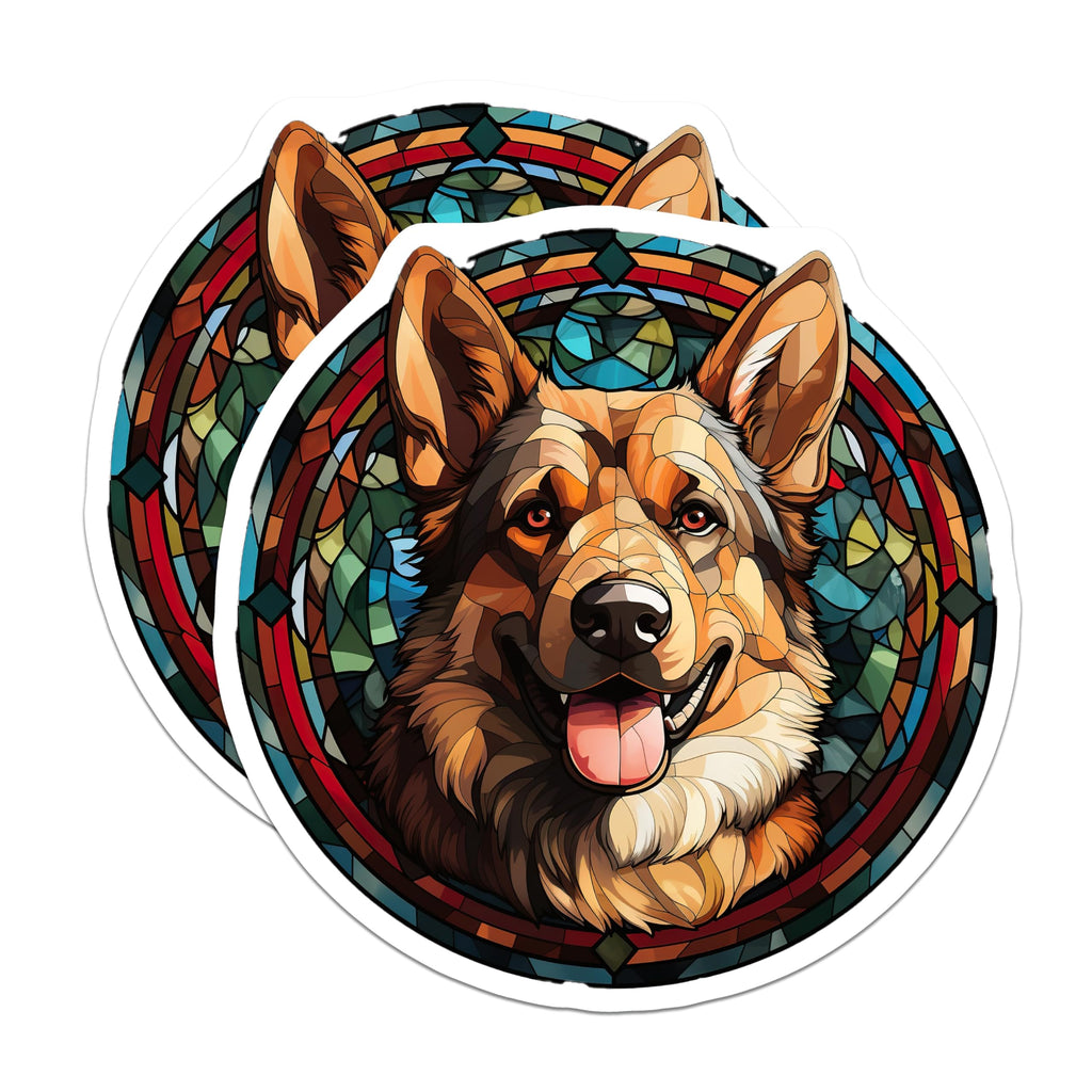 (2 Pack) German Shepherd Magnets - Stained Glass Dog Art - Pet Lover Home Decor - Canine Enthusiast Magnetic Accent - 5 Inches On Longest Side - Thick Durable Magnet - Made in USA - MAG23833