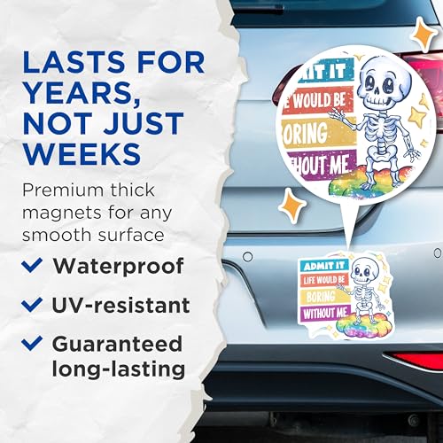 (2 Pack) Admit It Life Would Be Boring Without Me Magnets - Funny Skeleton - Inspirational Quotes Magnets - 5" On Longest Side - for Cars, Fridges, Toolboxes - Made in USA - MAG4408