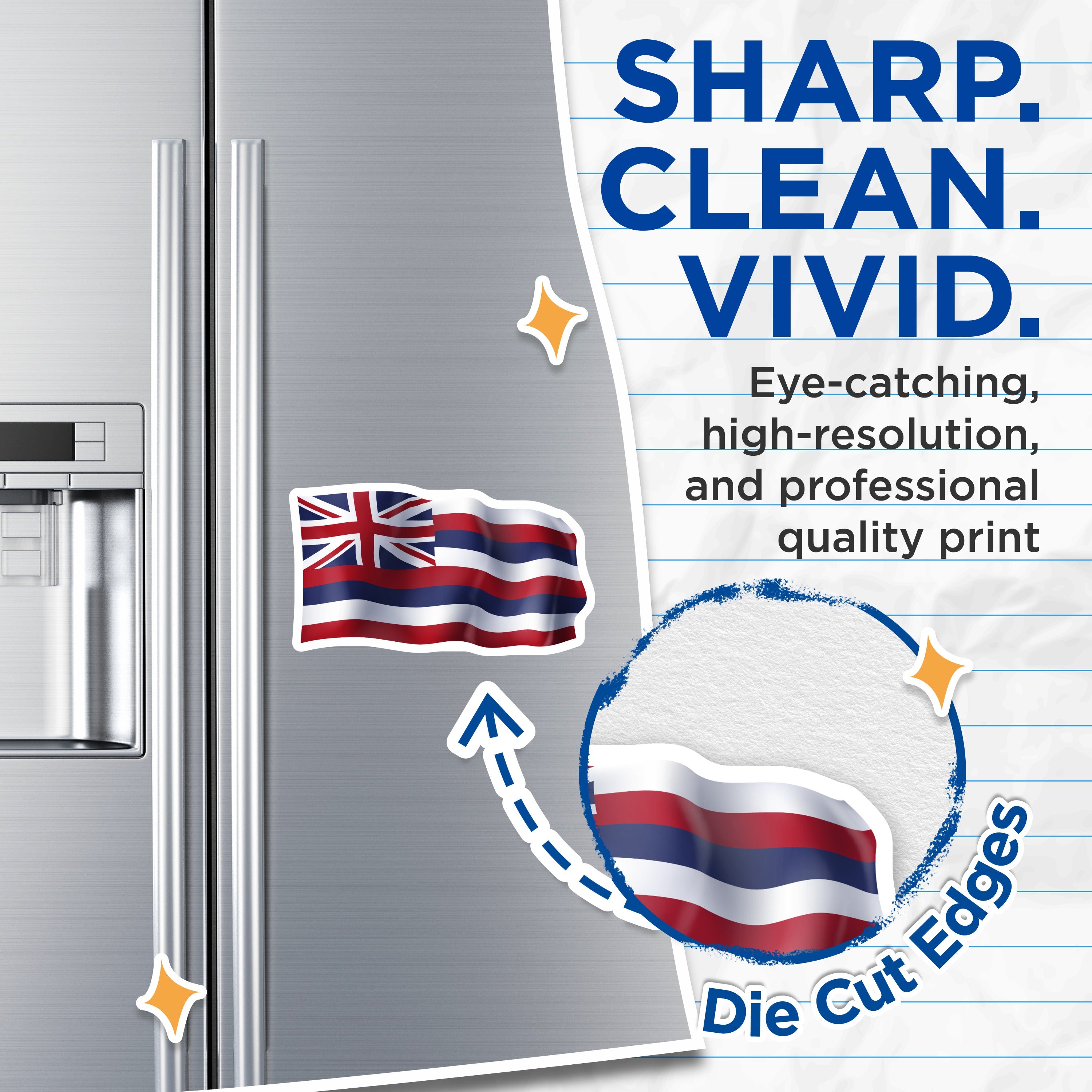 (2 Pack) Hawaii Flag Magnets - Hawaiian State Symbol - Travel Souvenir Fridge Decor - 5 Inches On Longest Side - Thick Durable Magnet - Made in USA - MAG38576
