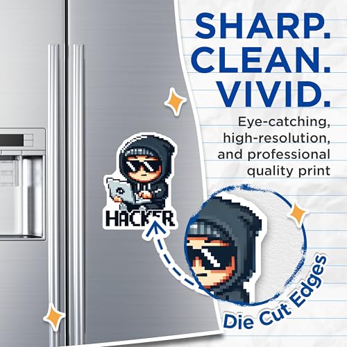 (2 Pack) Hacker Magnets - Tech Enthusiast Decor - 5" On Longest Side - for Cars, Fridges, Toolboxes - Made in USA - MAG7426