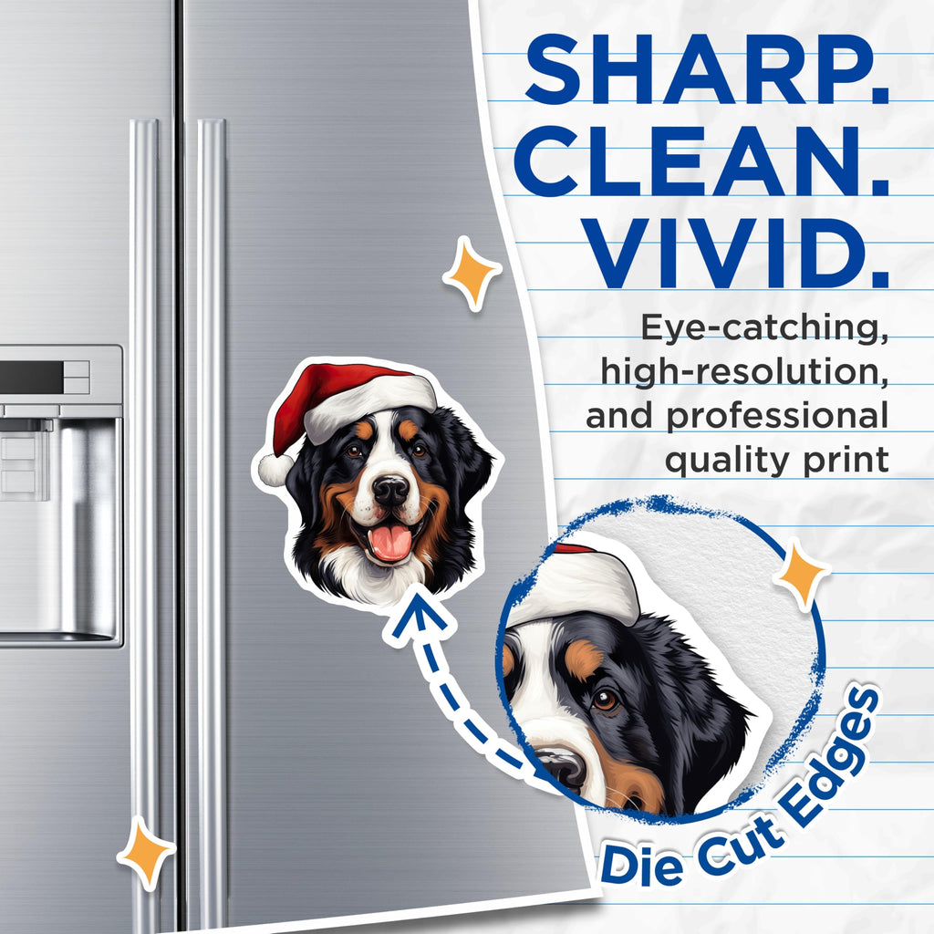 (2 Pack) Bernese Mountain Dog Magnets - Christmas Dog Decor - Holiday Pet Lover Accent - 5 Inches On Longest Side - Thick Durable Magnet - Made in USA - MAG29914