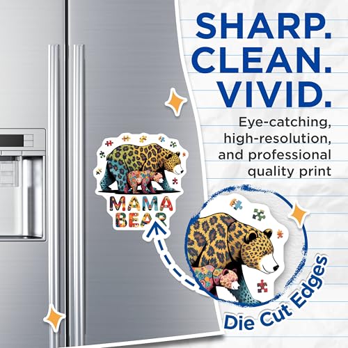 (2 Pack) Mama Bear Magnets - Animal Theme - Puzzle Piece Art - Cute Bear Decor - 5" On Longest Side - for Cars, Fridges, Toolboxes - Made in USA - MAG7094