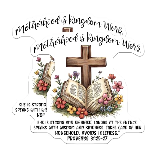 (2 Pack) Inspirational Bible Verse Magnet - Proverbs 31:25 - Floral Design - 5" On Longest Side - Sticks to Smooth Flat Surfaces - Made in USA - MAG9869