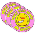 (3 Pack) Peace was Never an Option Decals - Funny Chicken Decal - Laptop Decal - 3 Inches On Longest Side - Easy Peel & Apply - Made in USA - 3MCS0540