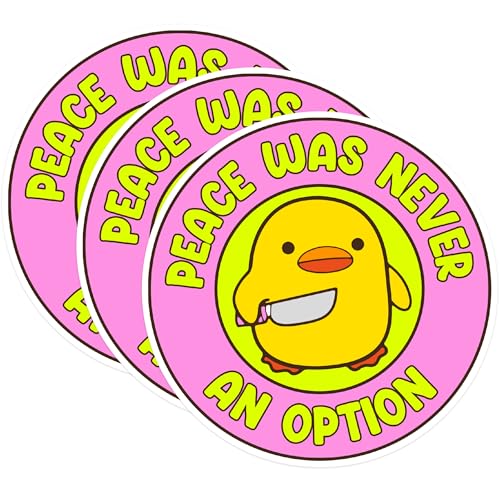 (3 Pack) Peace was Never an Option Decals - Funny Chicken Decal - Laptop Decal - 3 Inches On Longest Side - Easy Peel & Apply - Made in USA - 3MCS0540