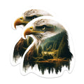 (2 Packs) Eagle with Forest Nature Stickers - Cool Eagle with Forest Nature Decals - 5 Inches On Longest Side - Premium Vinyl Decal - Sticks to Any Smooth Flat Surface - Made in USA - BMCS2273