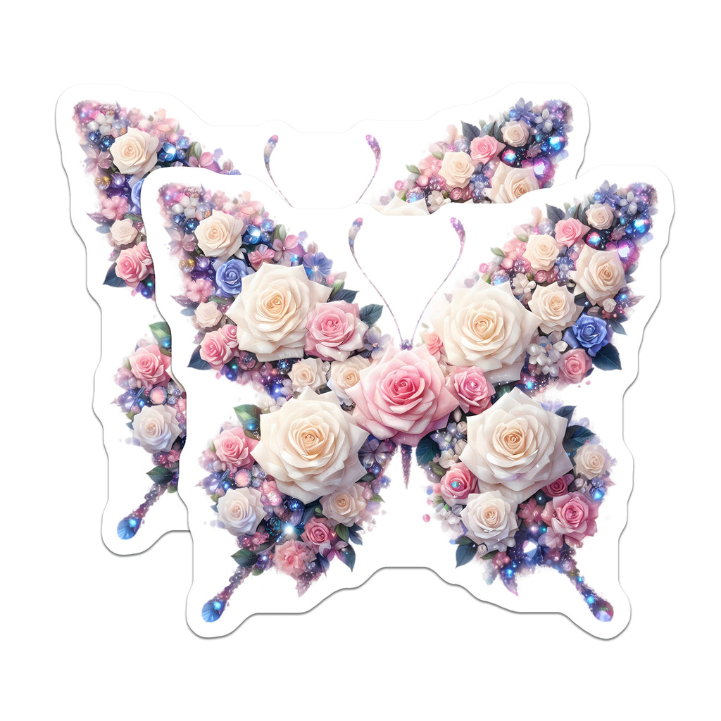 (2 Pack) Floral Butterfly Magnets - Coquette Rose Fridge Decor - Aesthetic Pastel Locker Accent for Her - Whimsical Flower Decor - 5" - Durable Magnet - Made in USA - MAG37576