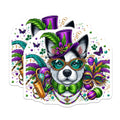 (2 Pack) Mardi Gras Dog Magnets - Festive Carnival Pups - Party Animal Decorations - 5" On Longest Side - Premium Magnet - for Cars, Refrigerators, Toolboxes, Lockers - Made in USA - MAG15457