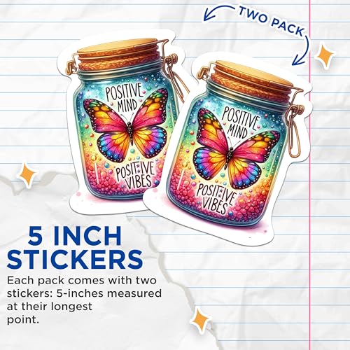 (2 Packs) Positive Minds Positive Minds Stickers - Inspirational Motivational Feel Good Decals - 5" On Longest Side - Premium Vinyl Decal - Sticks to Any Smooth Flat Surface - Made in USA - BMCS2310
