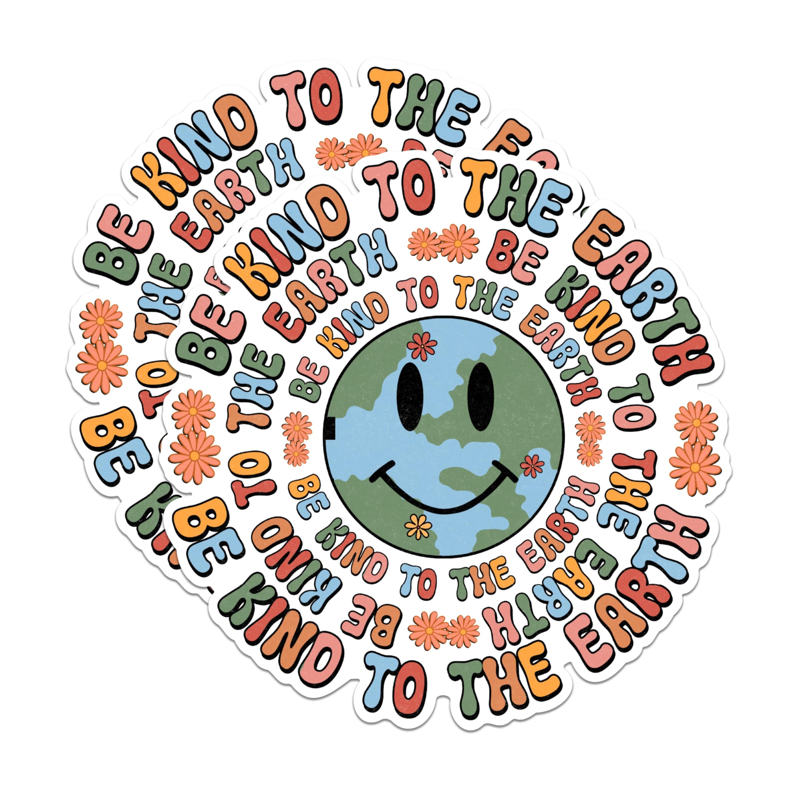 (2 Pack) Be Kind to The Earth Stickers - Eco Friendly Stickers - Environmental Motivational Stickers - 5" On Longest Side - Sticks to Any Smooth Flat Surface - Made in USA - BMCS2899