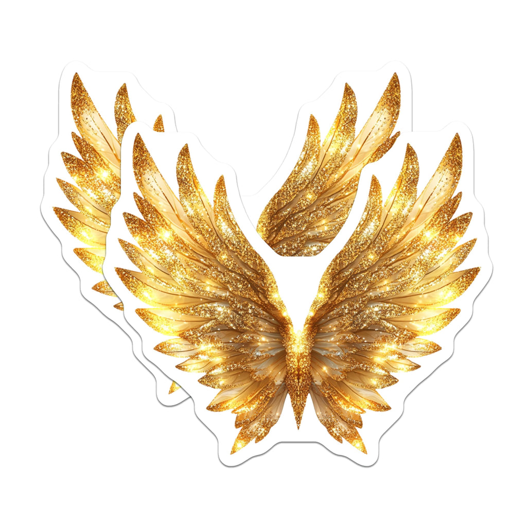 (2 Pack) Golden Wings Magnets - Angel Wings Decor - Sparkle Glam Accessory - 5 Inches On Longest Side - Thick Durable Magnet - Made in USA - MAG29554