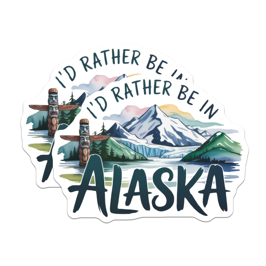 (2 Pack) Alaska Travel Magnets - Alaskan Totem Pole Art - I'd Rather Be in Alaska Souvenir - 5" On Longest Side - Premium Magnet - for Cars, Refrigerators, Toolboxes, Lockers - Made in USA - MAG17936