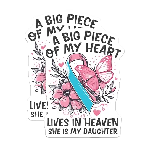 (2 Pack) Remembrance Stickers - Memorial Stickers - Daughter Loss Stickers - 5" On Longest Side - Sticks to Smooth Flat Surfaces - Made in USA - BMCS6079