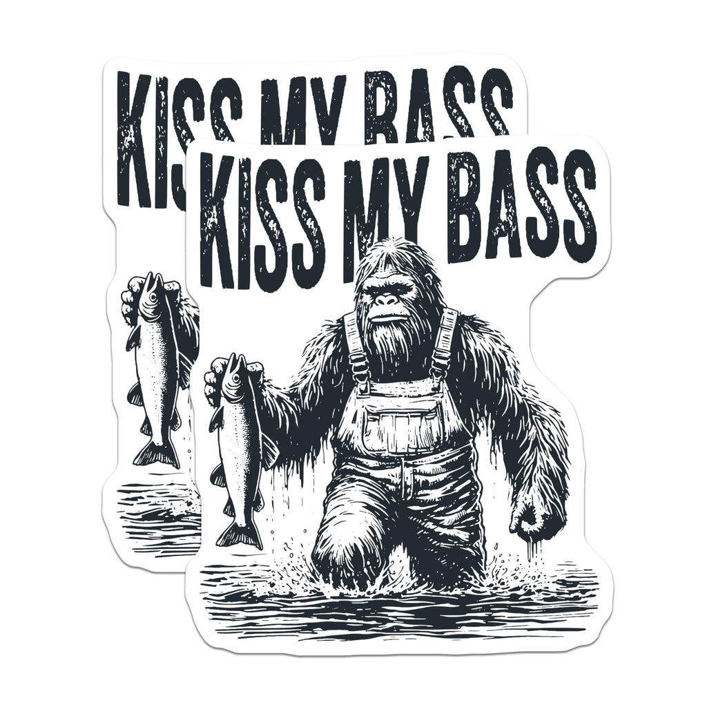 (2 Pack) Bigfoot Fishing Magnets - Humorous Lake Angler Refrigerator Art - Sasquatch Bass Fisher Cabin Decor - 5 Inches On Longest Side - Thick Durable Magnet - Made in USA - MAG20928