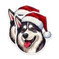 (2 Pack) Husky Dog Christmas Magnets - Santa Hat Pet Decor - Winter Holiday Animal Fun Fridge Magnets - 5 Inches On Longest Side - Thick Durable Magnet - Made in USA - MAG26192